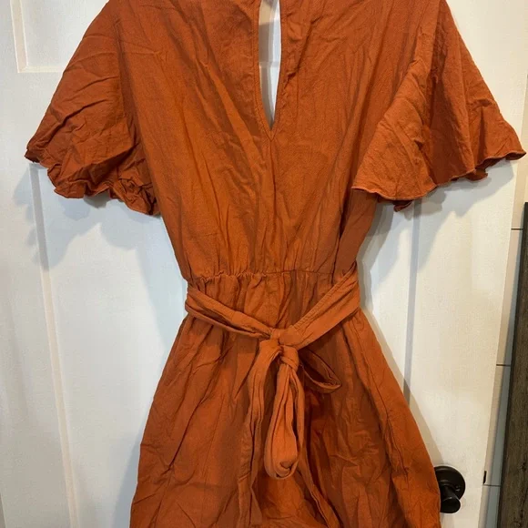 SHEIN | Pants & Jumpsuits | Shein Red Ruffled Wrap Mini Dress With Flutter  Sleeves | Poshmark